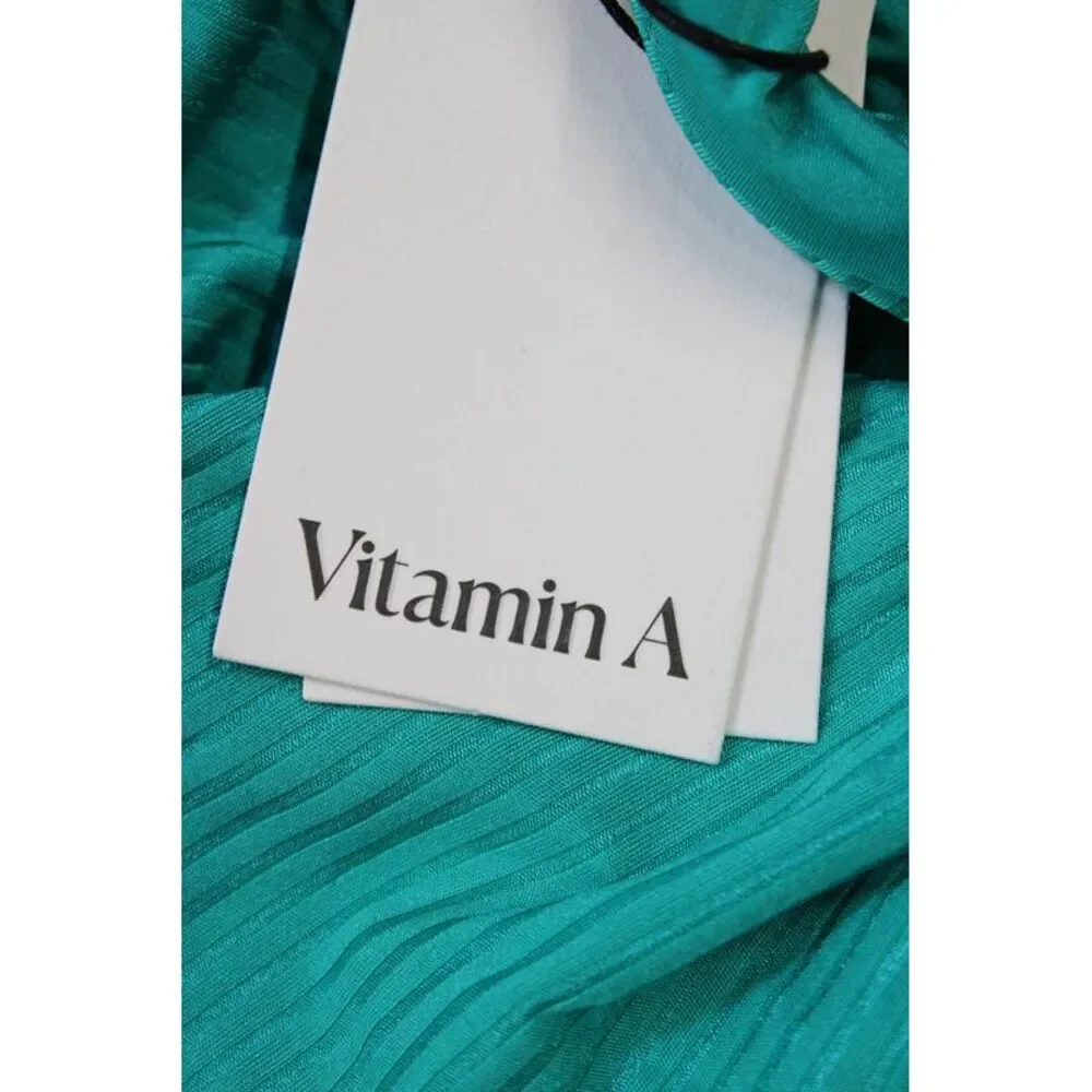 Vitamin A Women's Shiny Midori Cheeky Bikini Bottom Turquoise Size L